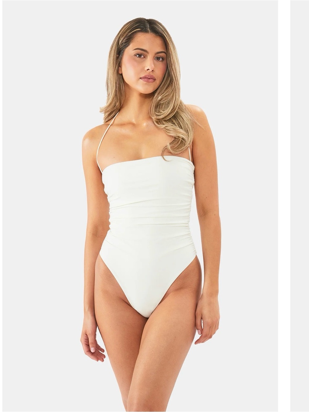White NYUD Paloma Ruched One-Piece Swimwear never worn